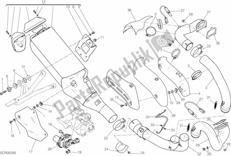 Toutes les pièces pour le Système D'échappement du Ducati Monster 1200 S Brasil 2019